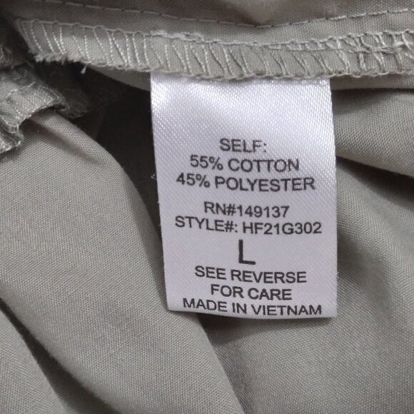 HYFVE | Smocked Balloon Sleeve Button Dress Olive Green Ruffle | Size L - Picture 9 of 9